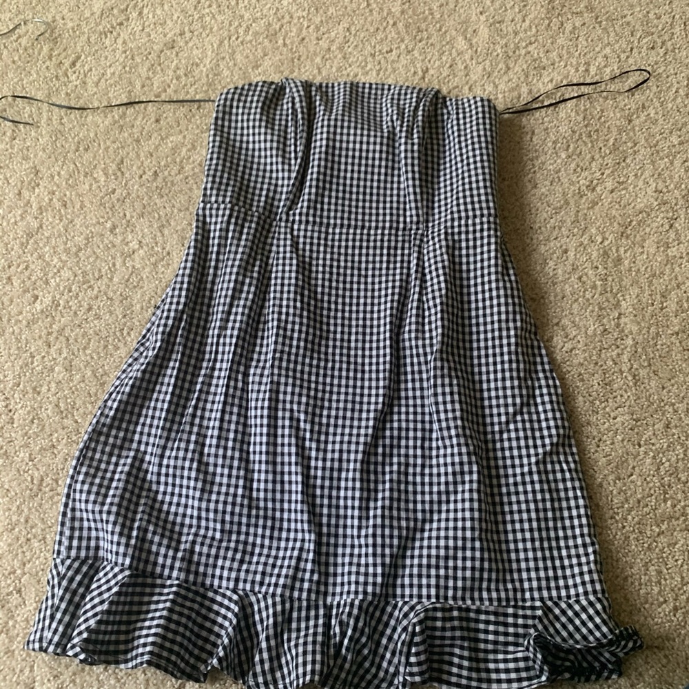 LF RARE gingham strapless mini dress